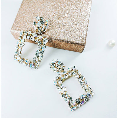 Geometry Pattern Studded Drop Earrings