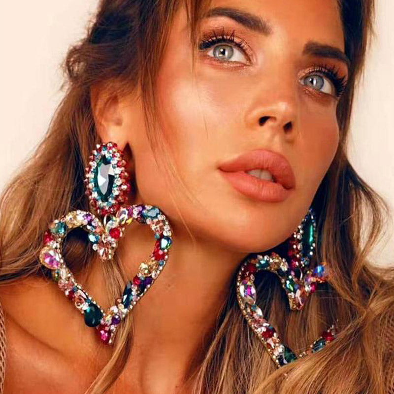 Heart Pattern Studded Drop Earring
