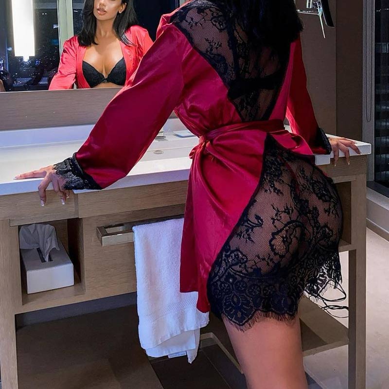 Solid Lace Patchwork Nightdress