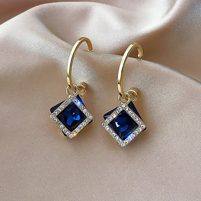 Fashion Square Studded Drop Earrings