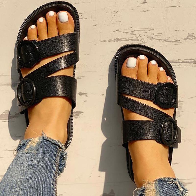 Buckle Strappy Open Toe Flat Sandals - Shop Shiningbabe - Womens Fashion Online Shopping Offering Huge Discounts on Shoes - Heels, Sandals, Boots, Slippers; Clothing - Tops, Dresses, Jumpsuits, and More.
