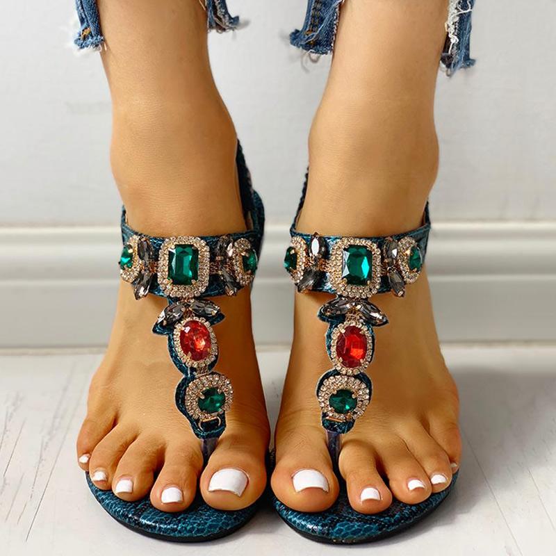 Rhinestone Bohemia Flat Sandals - Shop Shiningbabe - Womens Fashion Online Shopping Offering Huge Discounts on Shoes - Heels, Sandals, Boots, Slippers; Clothing - Tops, Dresses, Jumpsuits, and More.