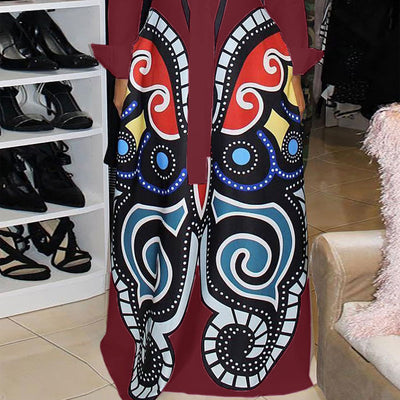 Abstract Print Long Sleeve Shirt Dress