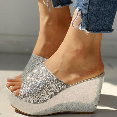 Open Toe Sequins Platform Sandals - Shop Shiningbabe - Womens Fashion Online Shopping Offering Huge Discounts on Shoes - Heels, Sandals, Boots, Slippers; Clothing - Tops, Dresses, Jumpsuits, and More.