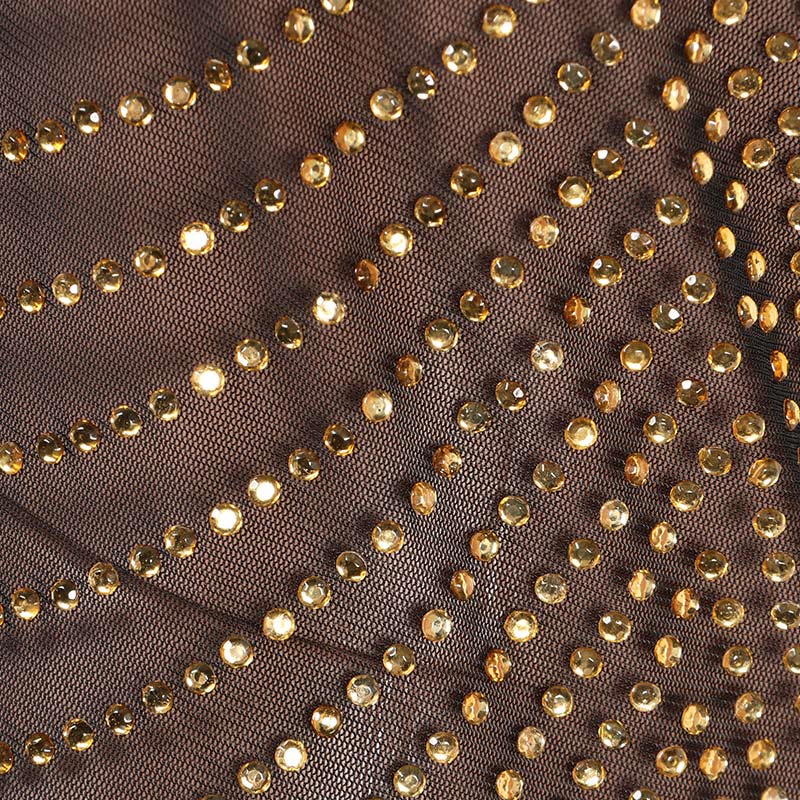 Rhinestone Sleeveless Sheer Mesh See Through Bodycon Dress