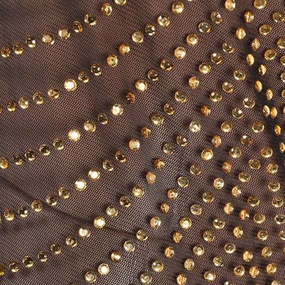 Rhinestone Sleeveless Sheer Mesh See Through Bodycon Dress
