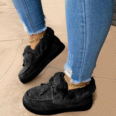Solid Tied Fluffy Slipper