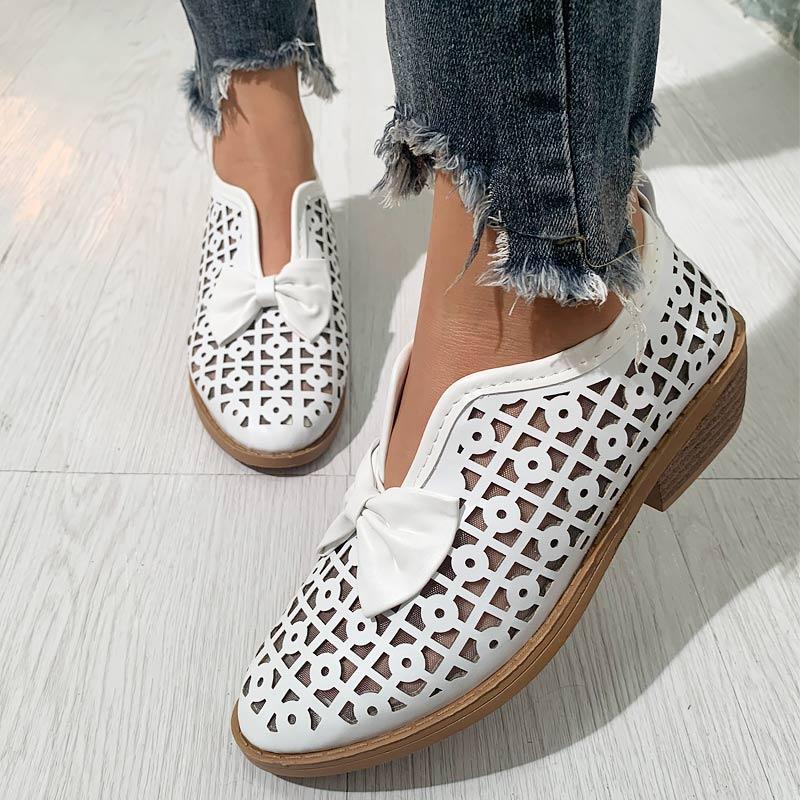 Fashion Pointed Toe Bow Hollow Out Shoes - Cherrybetty