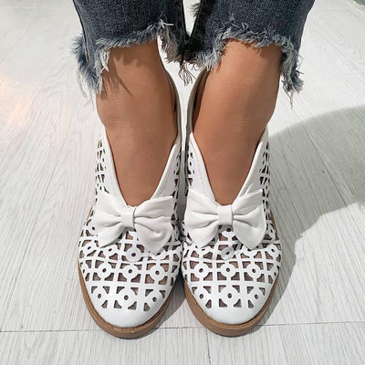 Fashion Pointed Toe Bow Hollow Out Shoes - Cherrybetty