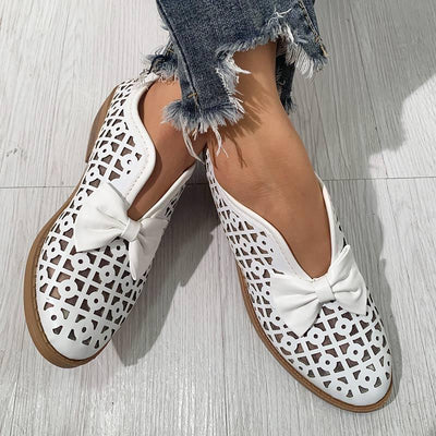 Fashion Pointed Toe Bow Hollow Out Shoes - Cherrybetty