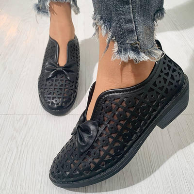 Fashion Pointed Toe Bow Hollow Out Shoes - Cherrybetty
