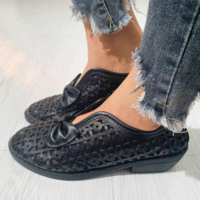 Fashion Pointed Toe Bow Hollow Out Shoes - Cherrybetty