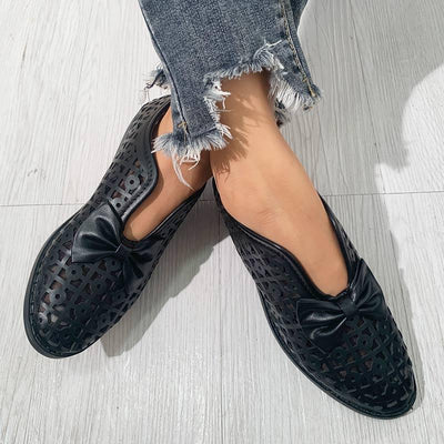 Fashion Pointed Toe Bow Hollow Out Shoes - Cherrybetty