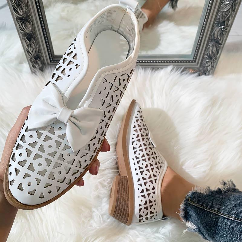 Fashion Pointed Toe Bow Hollow Out Shoes - Cherrybetty