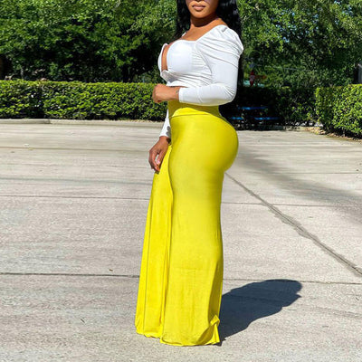 Solid High Waist Wide Leg Loose Pants