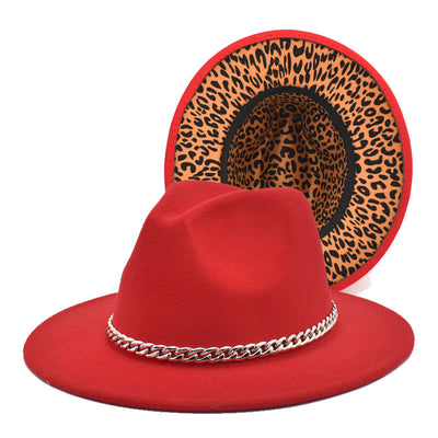 Leopard Print Chain Decoration Hat