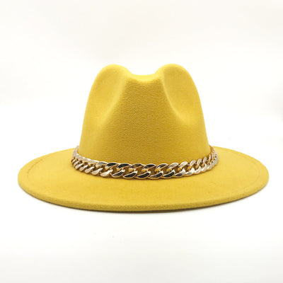 Solid Chain Decoration Jazz Hat