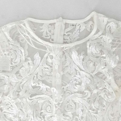 Solid Long Sleeve Lace Patchwork Tassel Design Dress Set