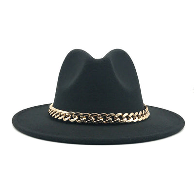 Solid Chain Decoration Jazz Hat