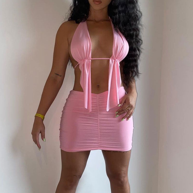 Solid 2PCS Skirt Set