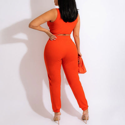 Basic Solid 2PCS Pants Set