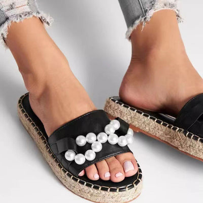 Solid Beaded Platform Sandals