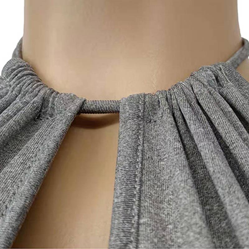 Solid Halter Sleeveless Hollow Out Bandage Two Piece Skirt Set