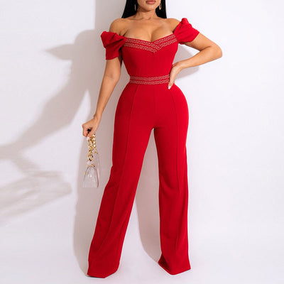 Print Off Shoulder Sleeveless Jumpsuit