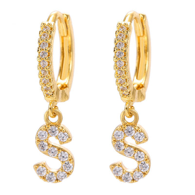 26 Letters Pattern Rhinestone Earrings