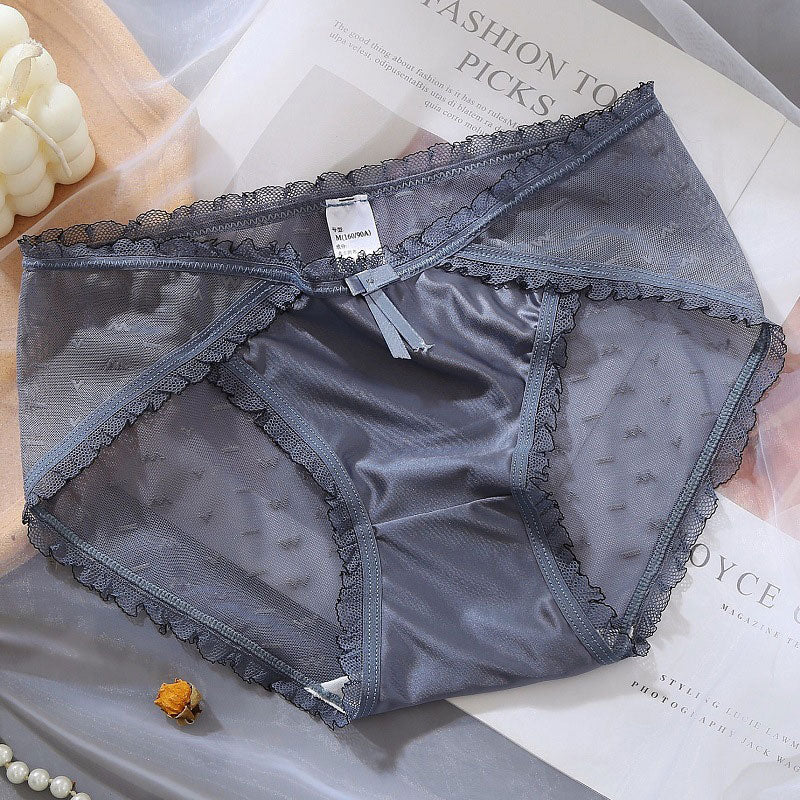 Solid Embroidered Mesh Panty