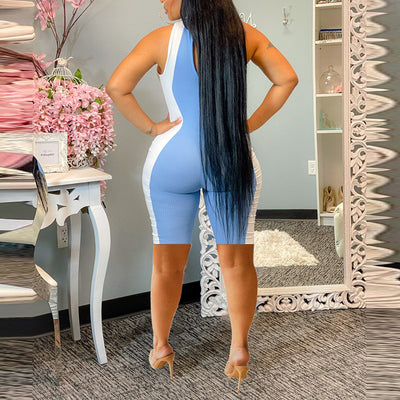 Sleeveless Colorblock Bodycon Jumpsuit