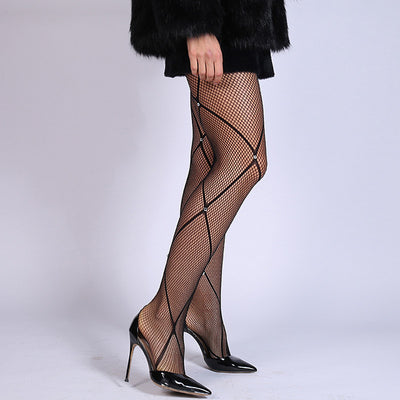 Rhinestone Fishnet Sheer Mesh Stockings