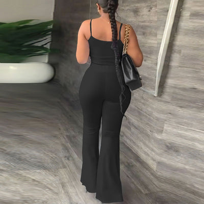 Solid Sleeveless Spaghetti Strap Top & Pants Set