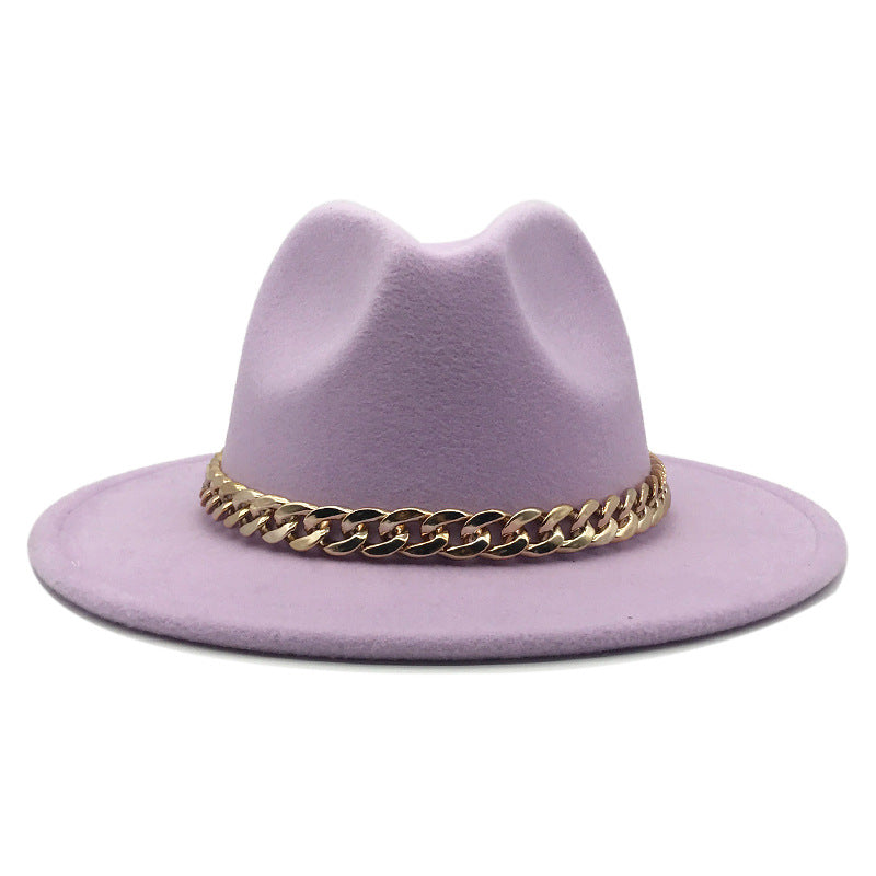 Solid Chain Decoration Jazz Hat