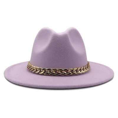 Solid Chain Decoration Jazz Hat