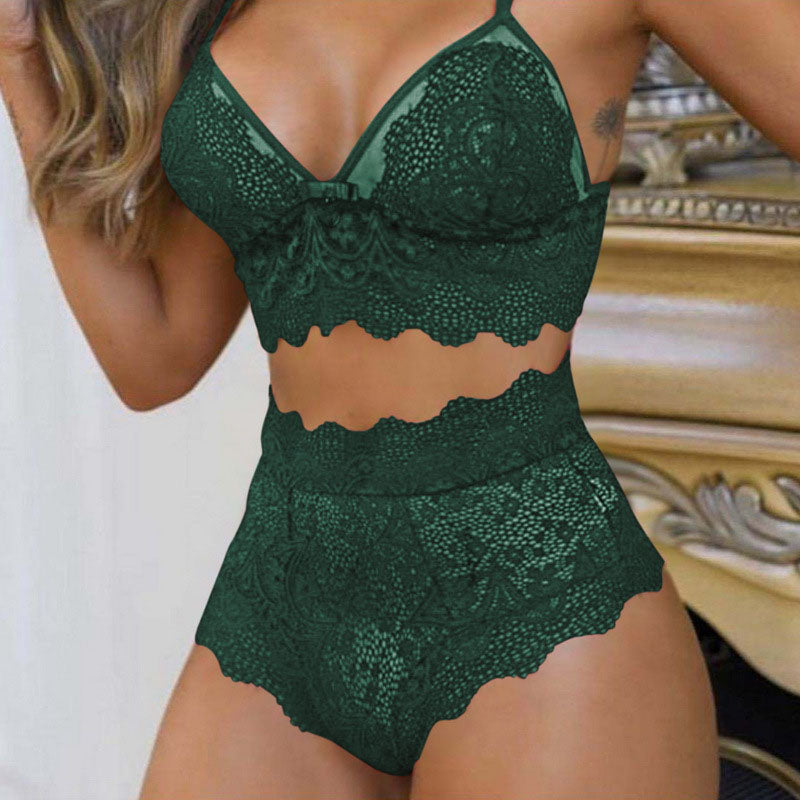 Solid Lace 2PCS Lingerie Set