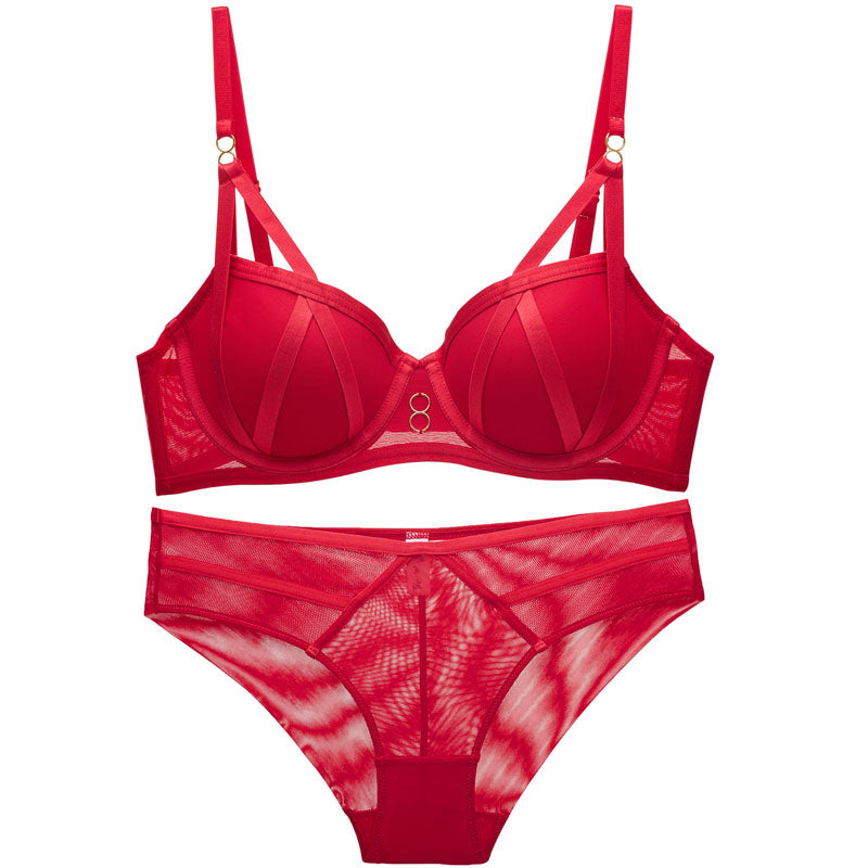 Solid Bandage Push Up Lingerie Set