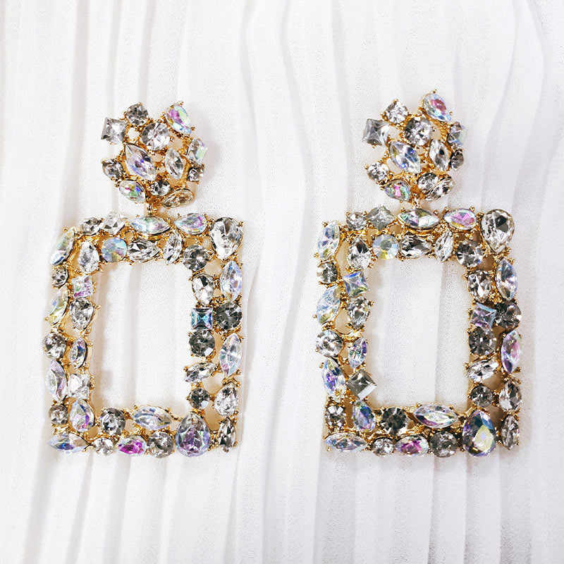 Geometry Pattern Studded Drop Earrings