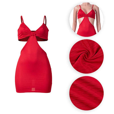 Solid Deep V-Neck Sleeveless Spaghetti Strap Bodycon Dress