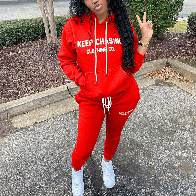 Solid Letter Print 2PCS Pants Set