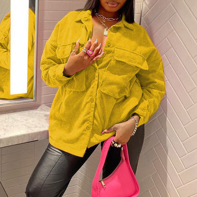 Solid Long Sleeve Pocket Design Coat