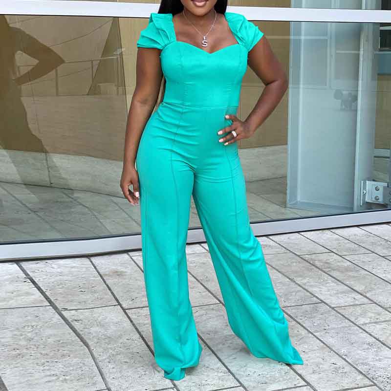 Solid Sleeveless Wide Leg Jumpsuit