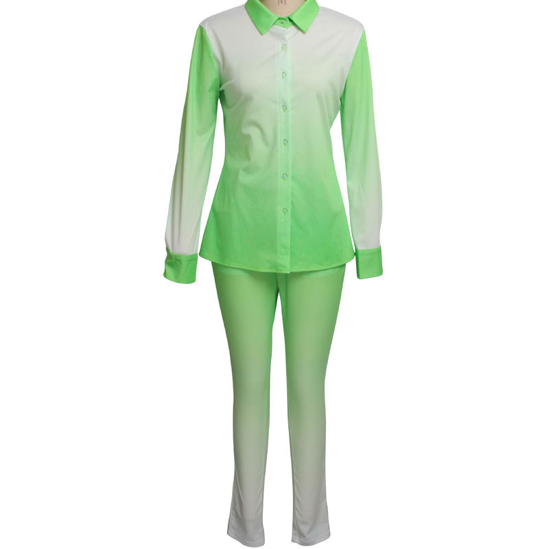 Gradient Color Pocket Design Two Piece Set