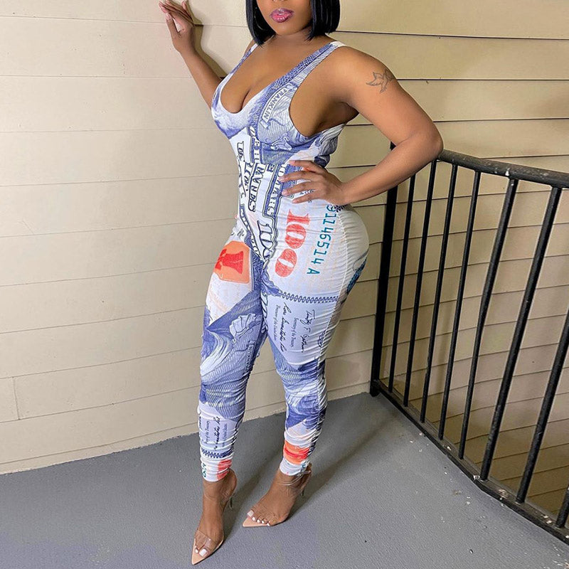 Sexy Printed Sleeveless Jumpsuit
