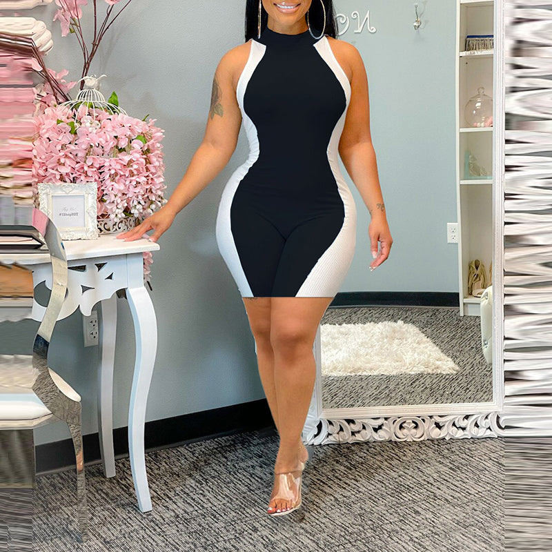 Sleeveless Colorblock Bodycon Jumpsuit