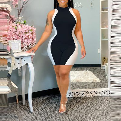 Sleeveless Colorblock Bodycon Jumpsuit