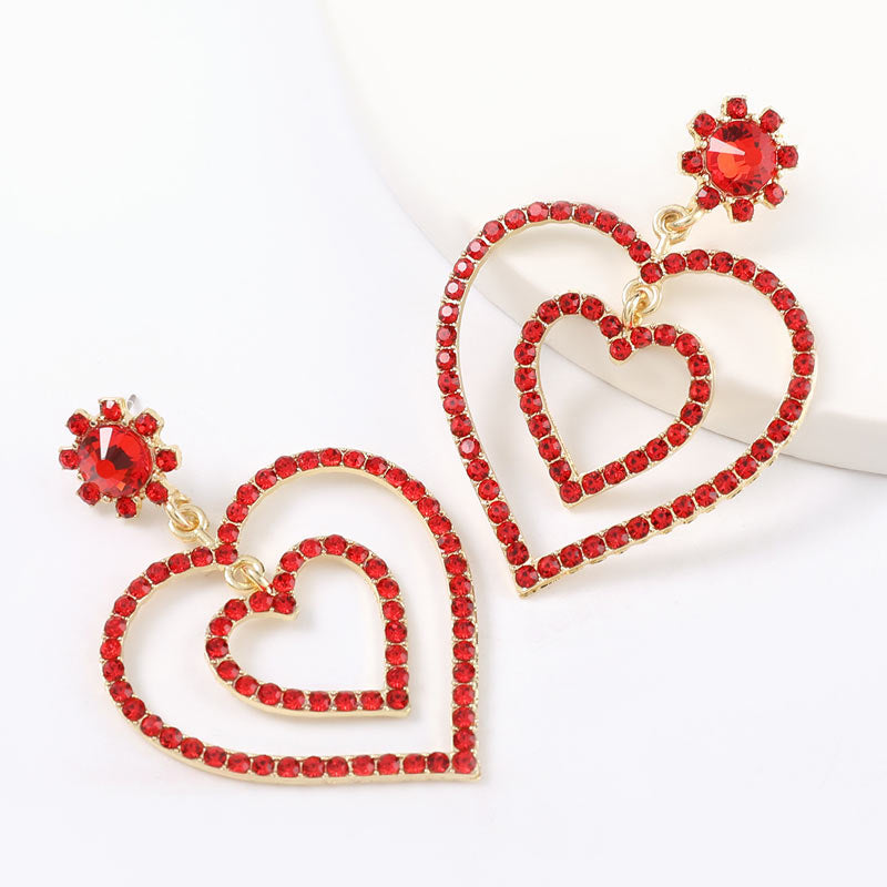 Heart Patter Beaded Decorstion Drop Earrings