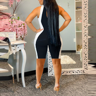 Sleeveless Colorblock Bodycon Jumpsuit