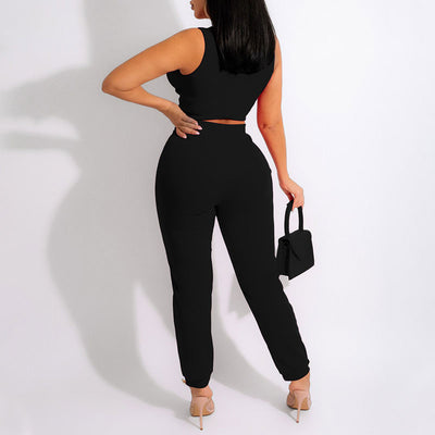 Basic Solid 2PCS Pants Set