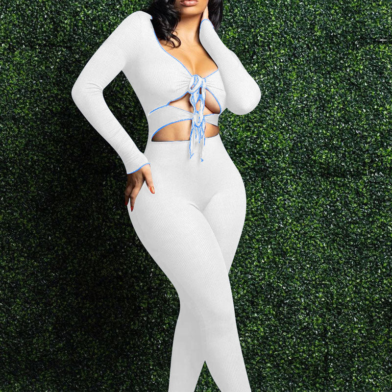 Long Sleeve Cut Out Crop Top & Pants Set